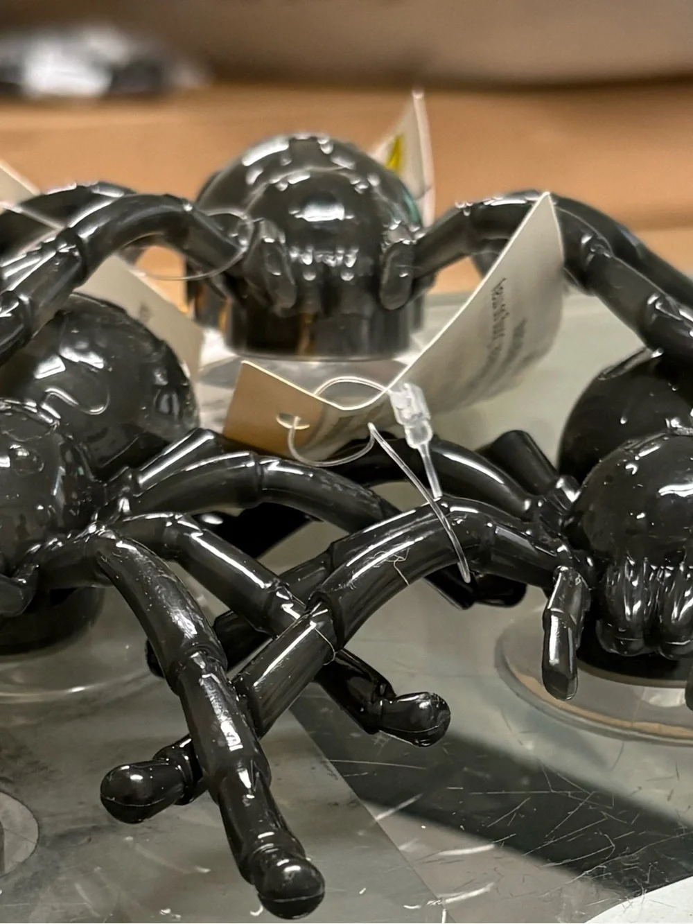 Black Decorative Spider Wall Accent - Glossy Halloween Décor